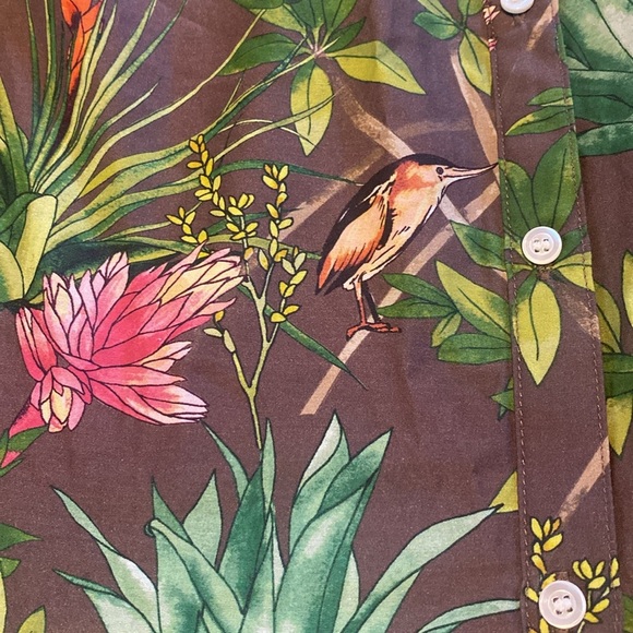 J McLaughlin Britt Silk Cotton Shirt Mangrove Idyll Brown Multi Size XS - Picture 4 of 9